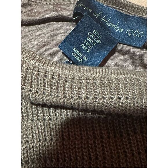 New House Of Harlow 1960 Knit Ruffle Square Neck sleeveless dress cinnamon - Picture 3 of 10